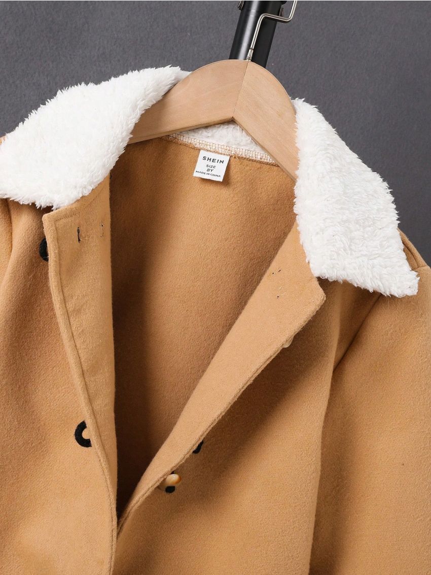 SHEIN Boys' Fashionable Casual Woolen Coat