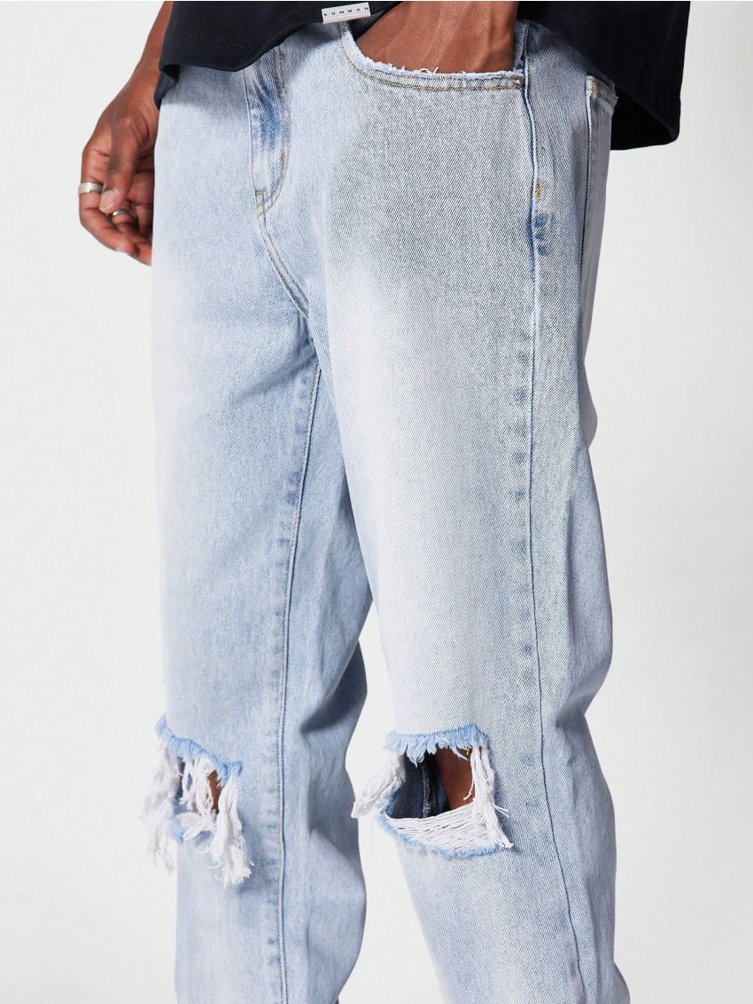 SUMWON Straight Fit Distressed Jean
