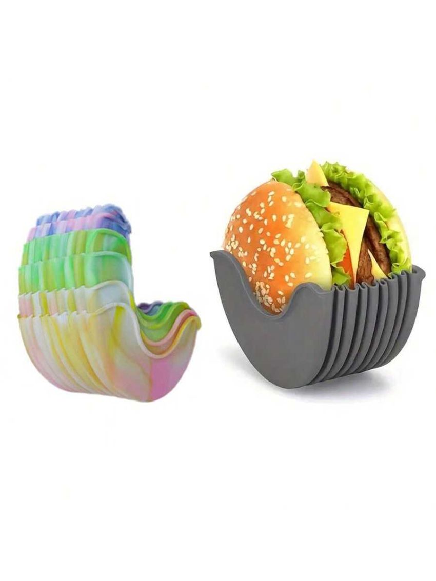 1pc Silicone Hamburger Clip, Touch-free Anti-shed, Hamburger Holder Hamburger Box Tray Retractable Burger Stand For RV Travel