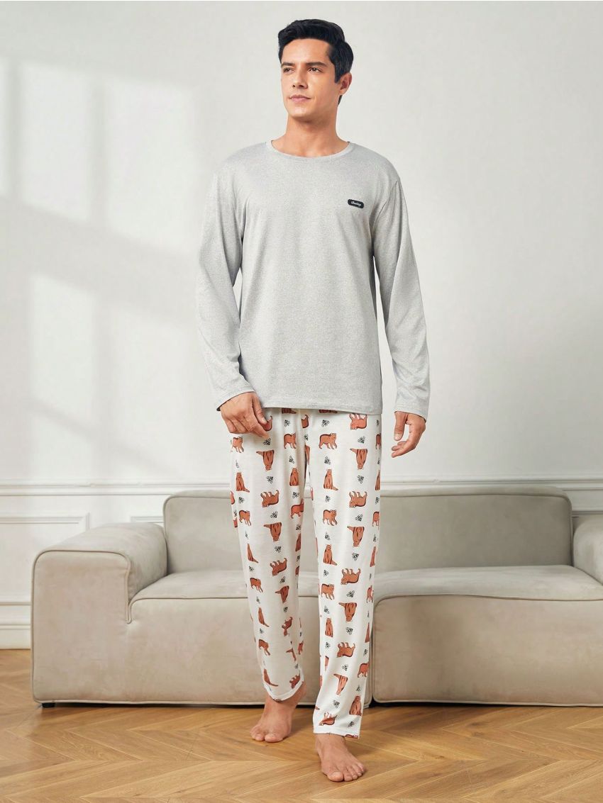 Men'S Cartoon & Letter Print Lounge Pants