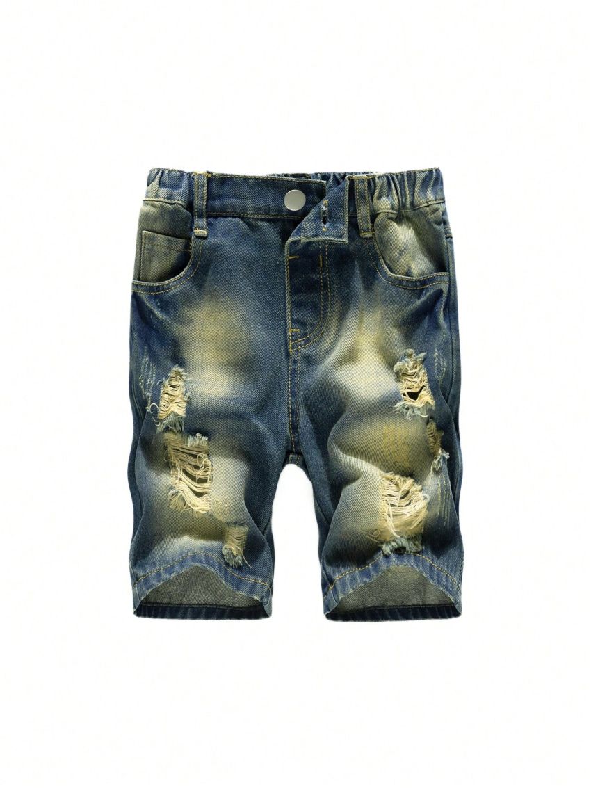 Little Boys' Vintage Personalized Distressed Denim Shorts