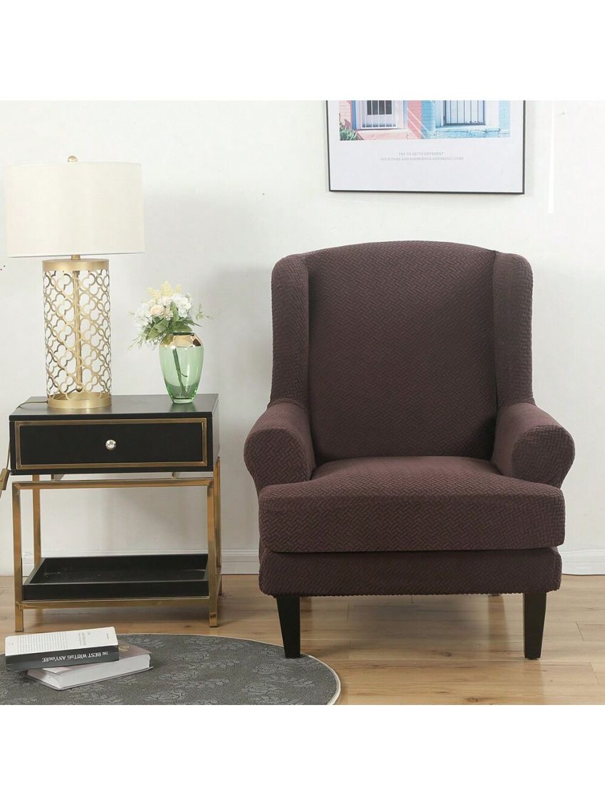 Wingback Armchair Cover Stretch Slipcover Elastic Wing Chair Cvoer Protector 2 Pieces