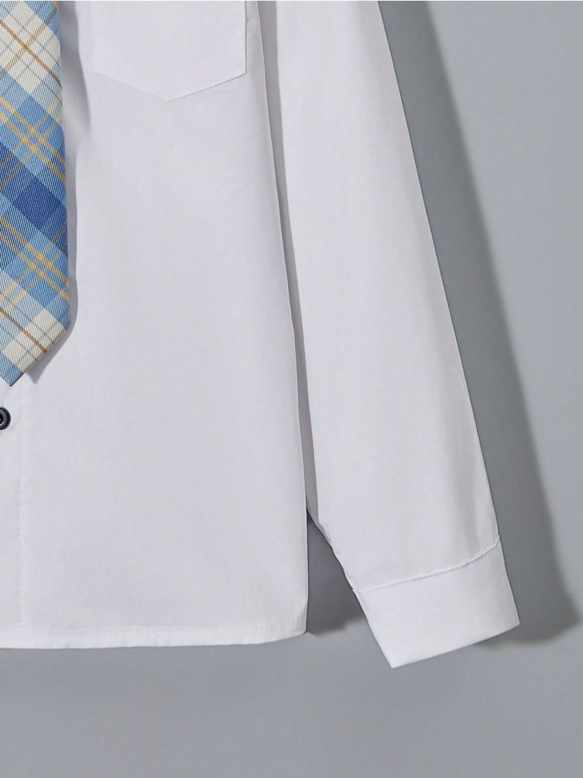 SHEIN Boys' (Big) Solid Color Shirt