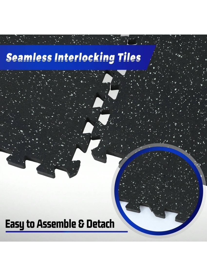 SUPERJARE 0.56“ Thick Exercise Equipment Mats, 12 Tiles EVA Foam Mats with Rubber Top