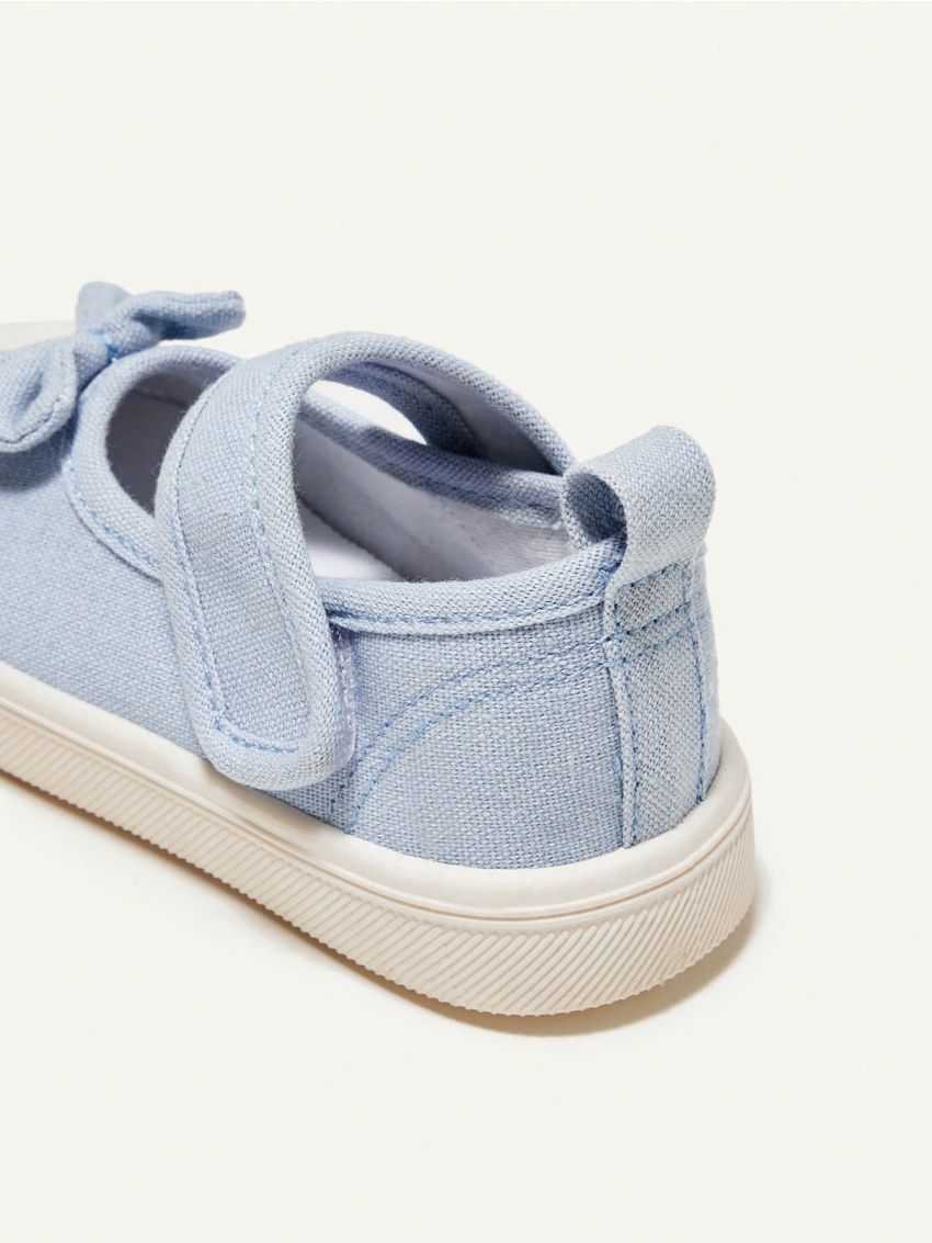 Cozy Cub Girls' Light Blue Bowknot Canvas Flat Cute Comfortable Casual Princess Shoes