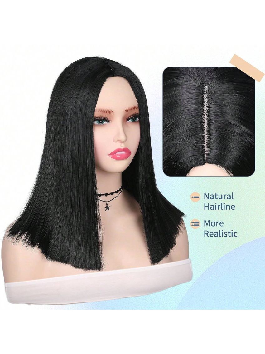 14 inches Short Straight Bob Wigs  Short Wig Middle Part Synthetic Wigs Shoulder Length Daily Cosplay Party Wigs for Women Used for Halloween, Christmas, cosplay, daily wear and other wigs