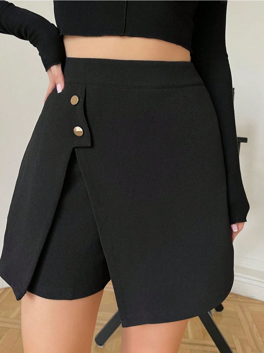 SHEIN Privé Women's Split Button Decorated Skort