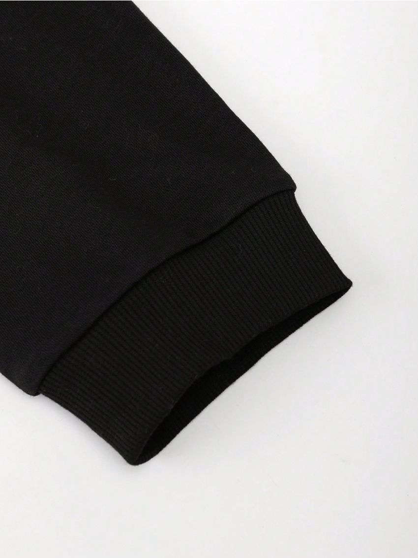 Manfinity Homme Men's Cartoon & Slogan Printed Hooded Sweatshirt And Pants Set With Drawstring, Long Sleeve