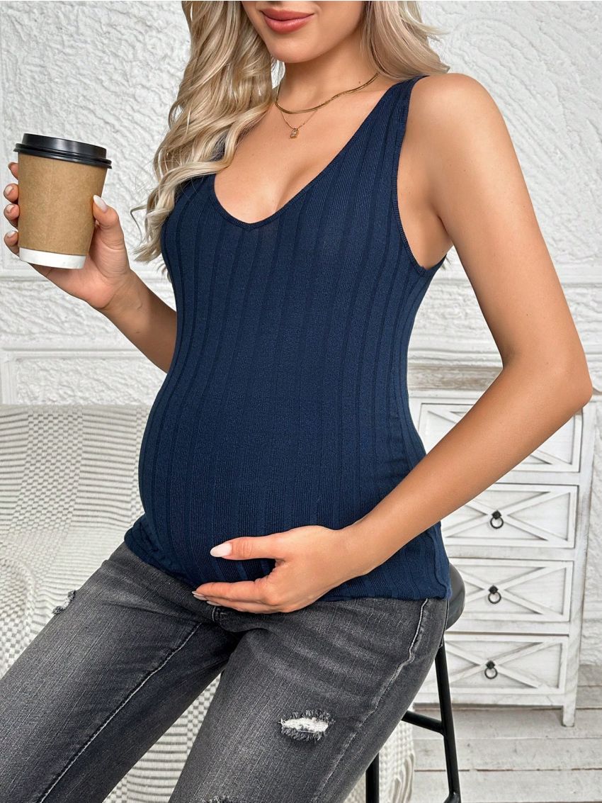 SHEIN Maternity Plain Color Sleeveless Vest