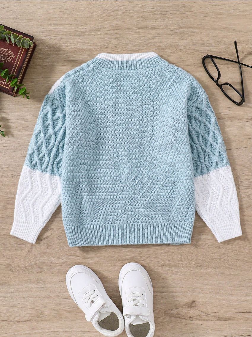 Boys' Color-Block Long Sleeve Pullover Sweater