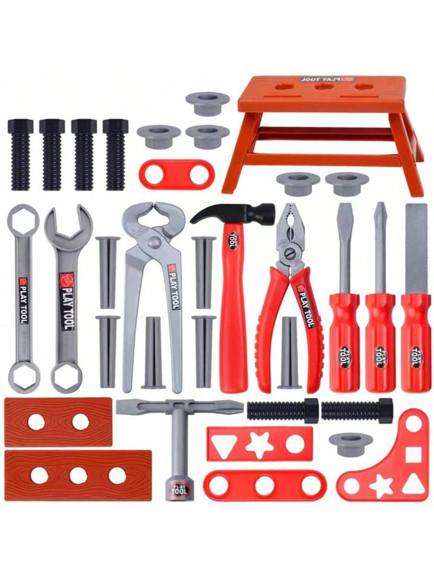 39pcs Kids' Toolbox Set: Diy Repair Tool Kit For Toddlers With Toy Drill, Screwdriver, Etc. For Indoor Parent-child Interaction And Birthday Gift