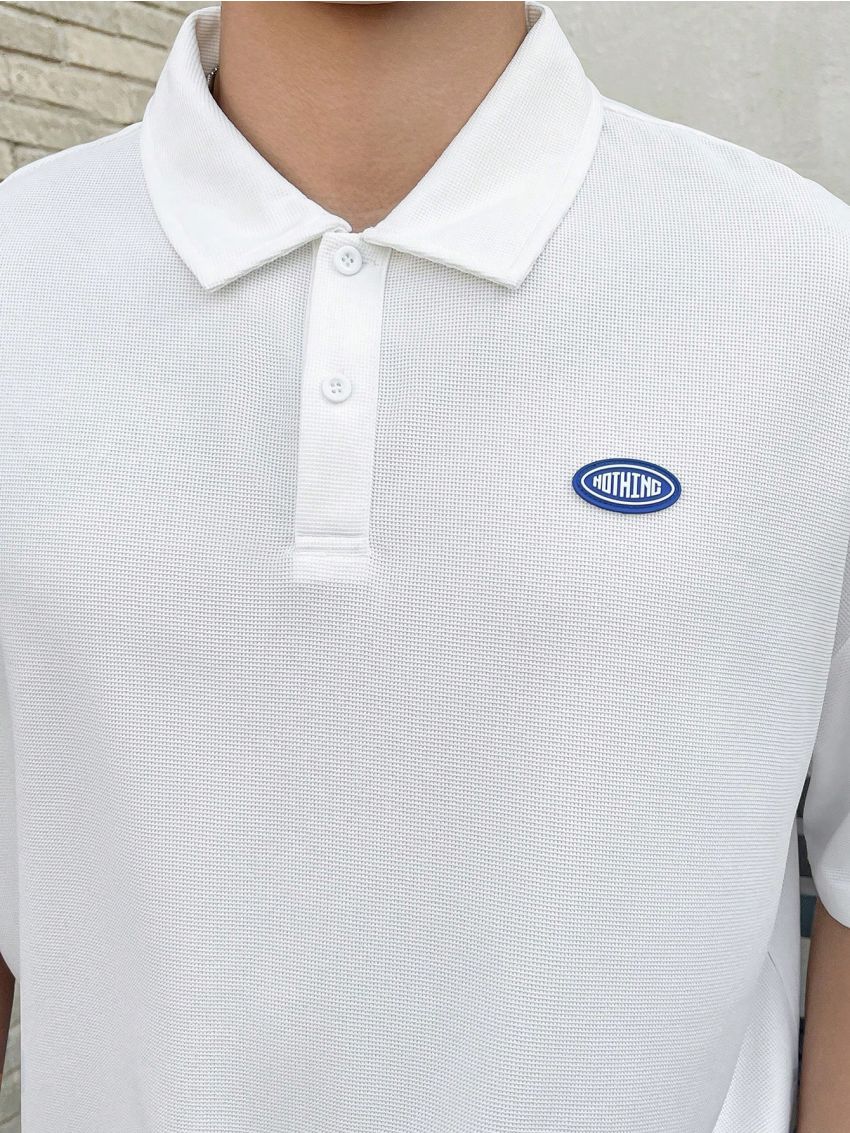 Manfinity Hypemode Loose-Fit Men's White Polo Shirt With Short Sleeves And A Versatile Style