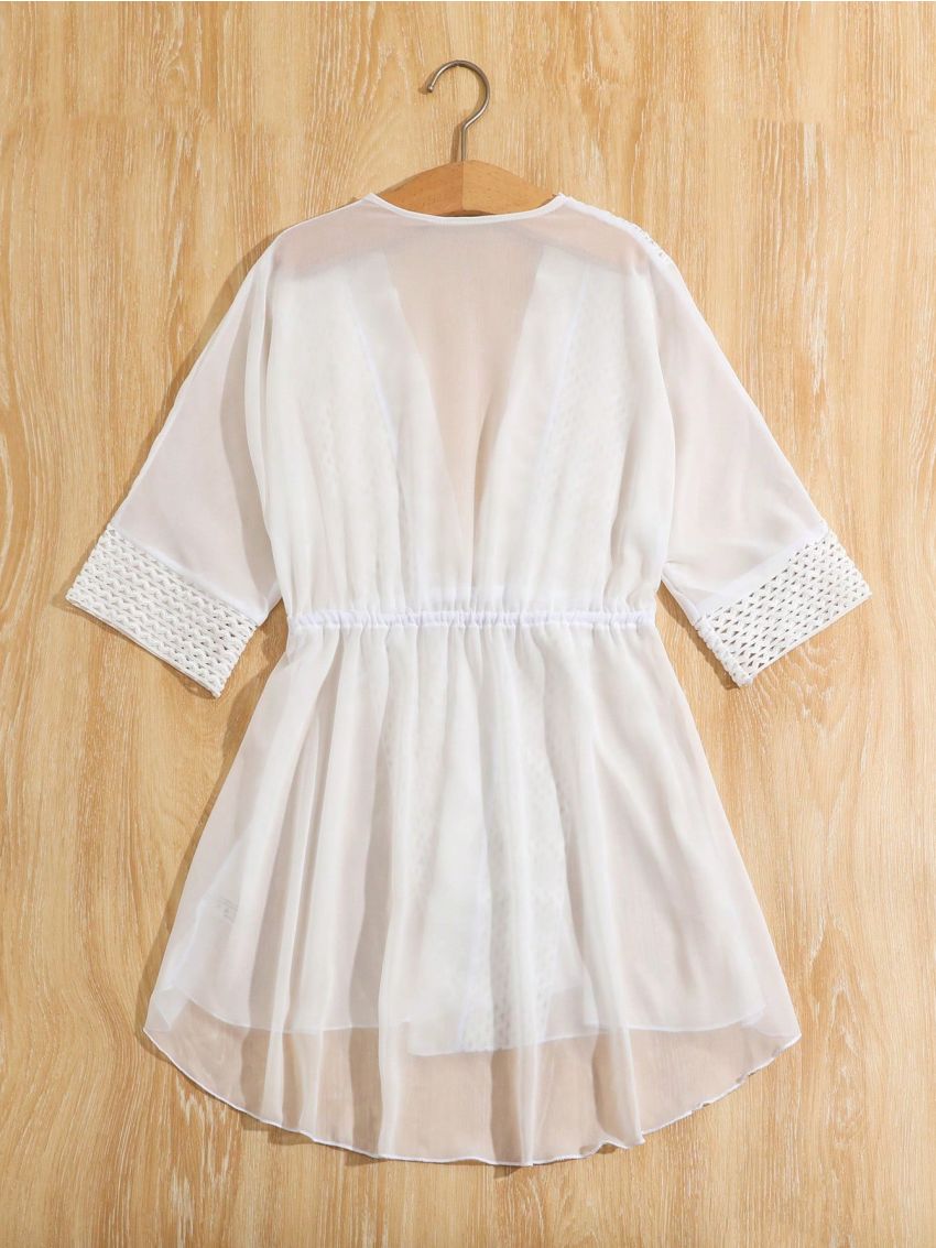 Tween Girls' Drawstring Waist Perspective Kimono Dress