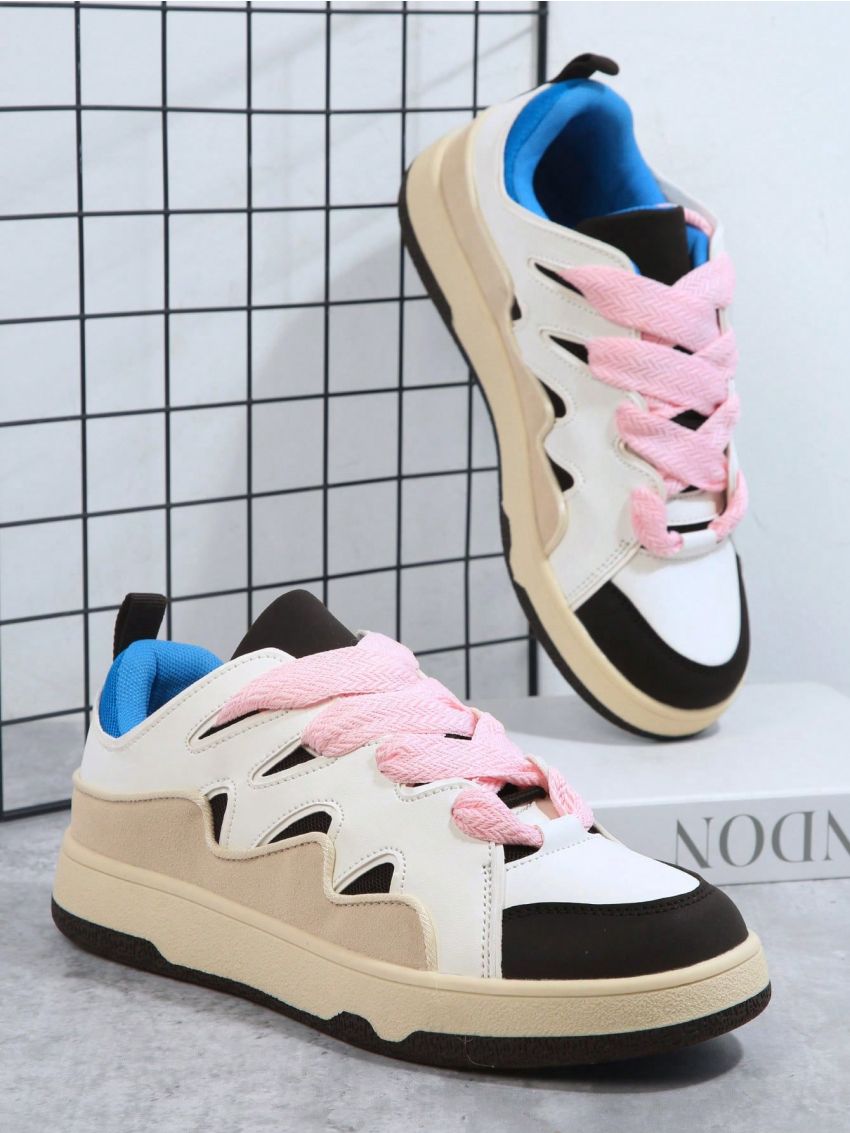 Colorblock Lace Up Front Skate Shoes
