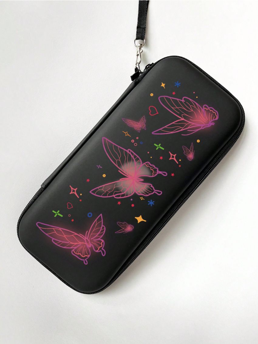 1pc Simple & Stylish Butterfly Design Switch Console Carrying Case With Game Card Slots And Joy-con Cover