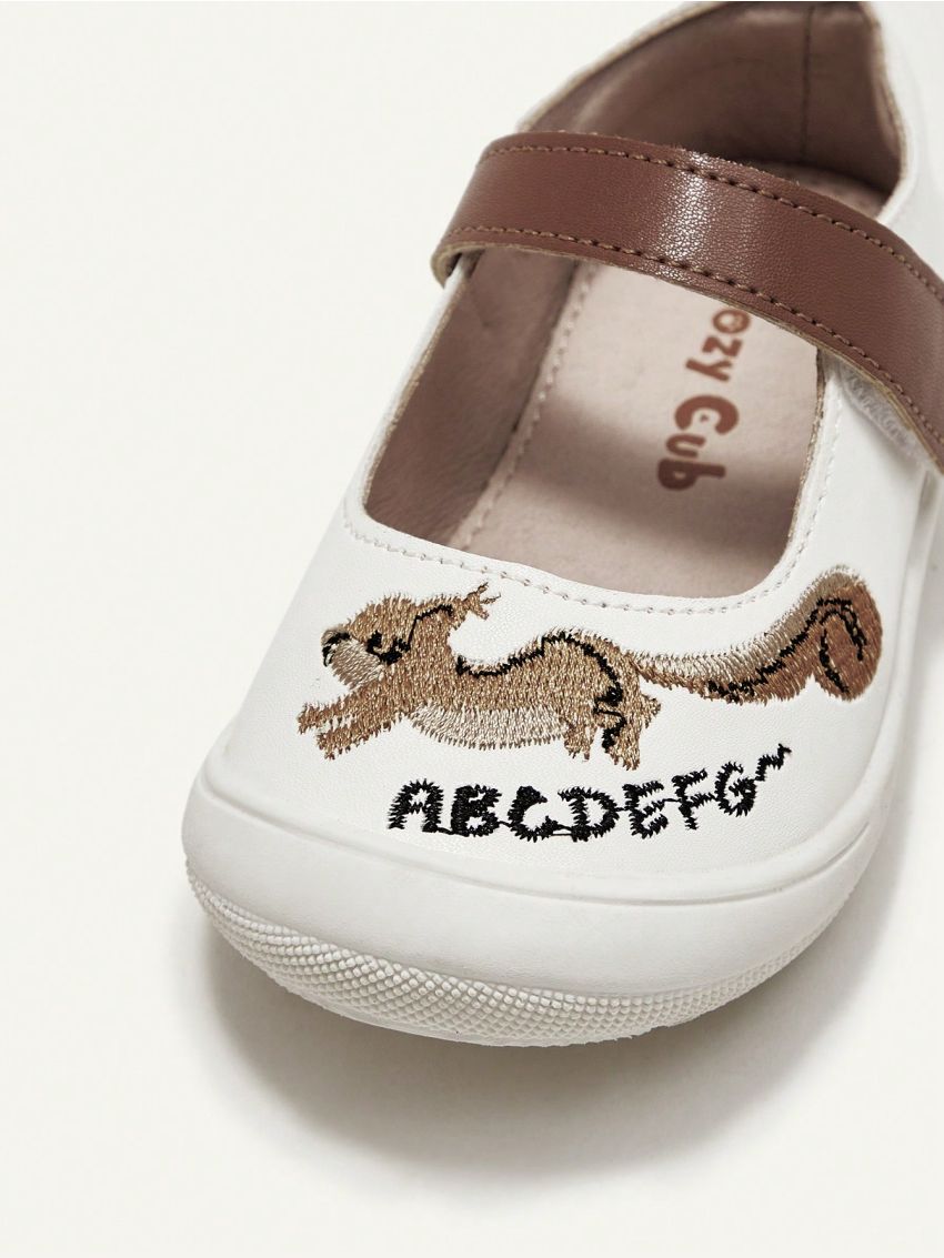 Cozy Cub Cute And Fun Fox Pattern Embroidered Baby Mary Jane Shoes