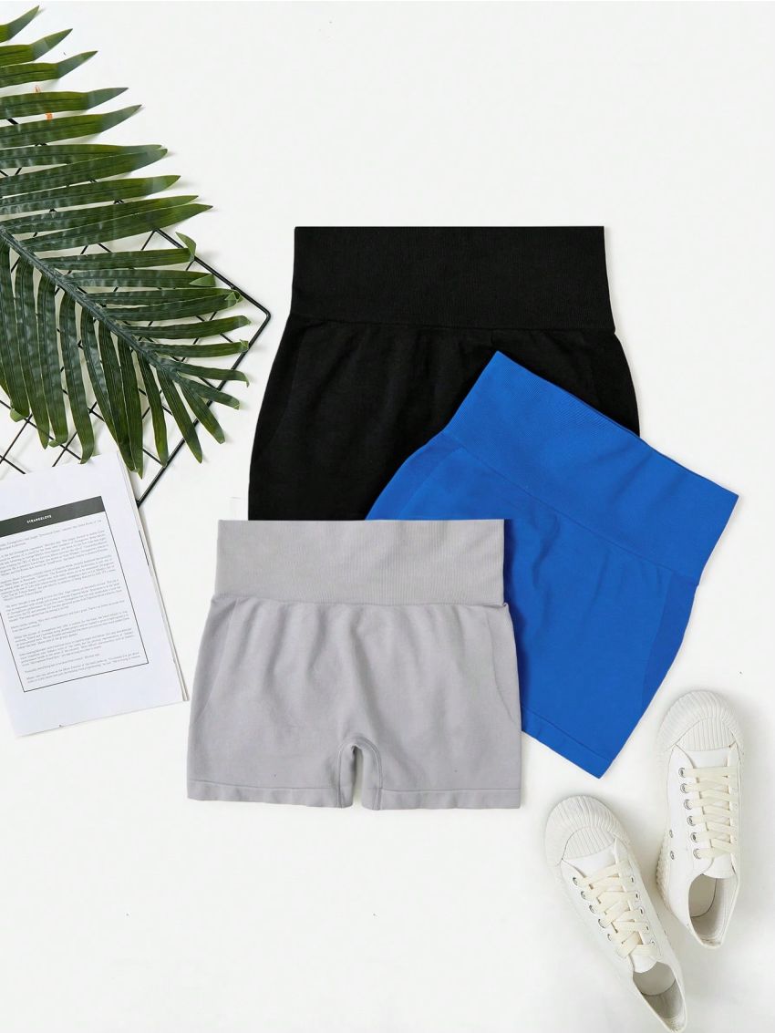 3pcs Wideband Waist Sports Shorts