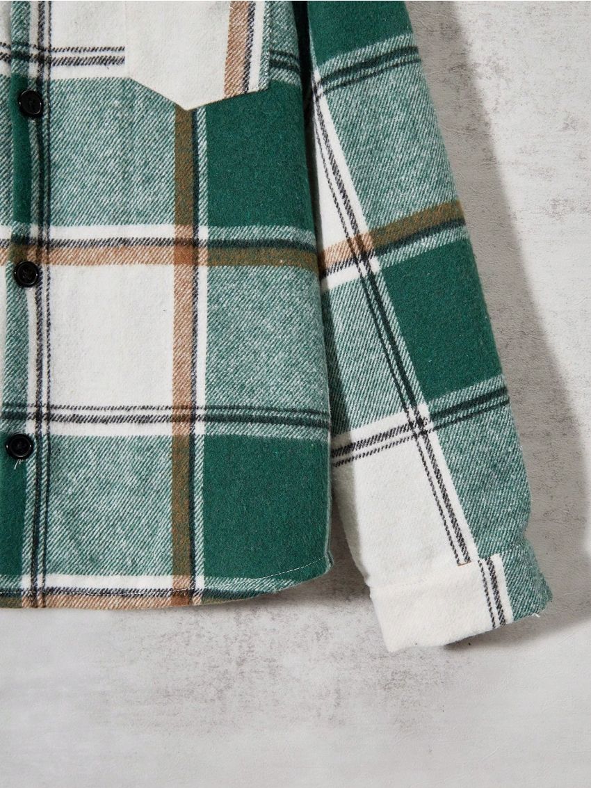 SHEIN Kids EVRYDAY Boys' (big) Plaid College Style Long Sleeve Jacket