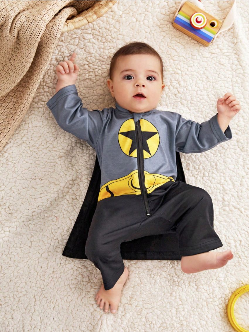 SHEIN Baby Boy'S Superhero Cape Style Outfit To Save The World