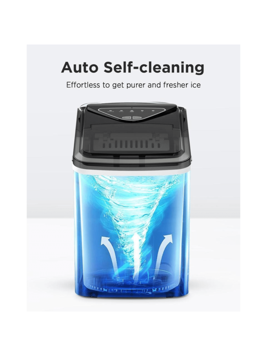 Ice Maker Countertop, 9 Cubes Ready in 6 Mins, 26lbs in 24Hrs, Self-Cleaning Ice Machine with Ice Scoop and Basket, 2 Sizes of Bullet Ice for Home Kitchen Office Bar Party