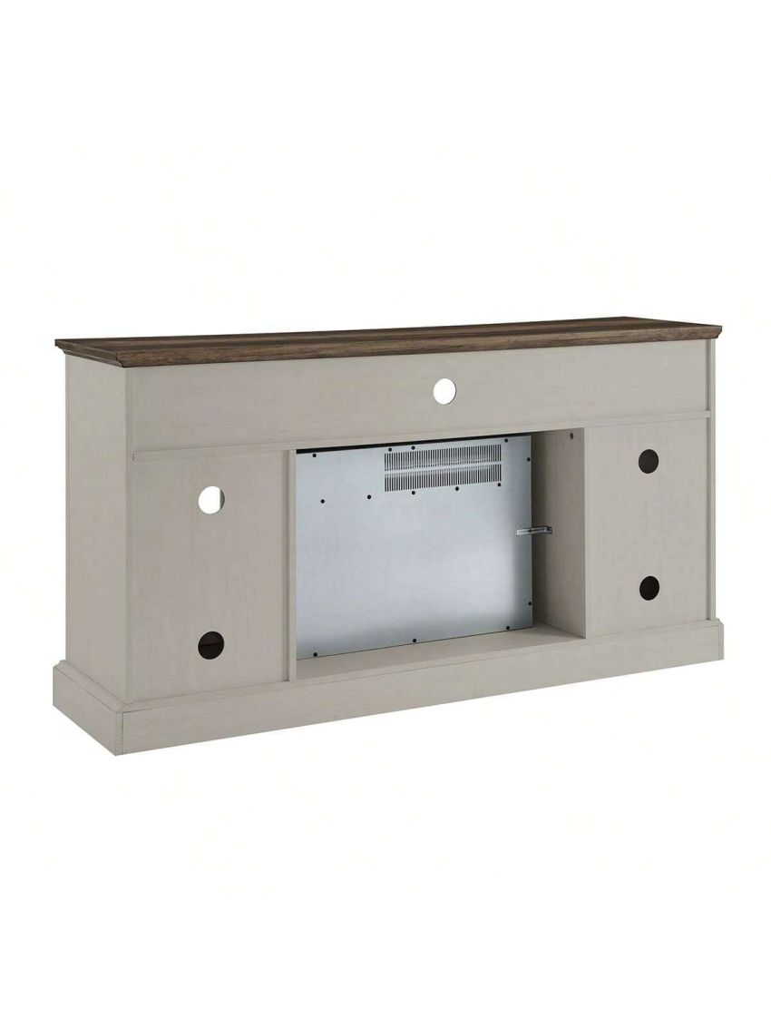60 Inch Electric Fireplace Entertainment Center With Door Sensor-Jasmine white color