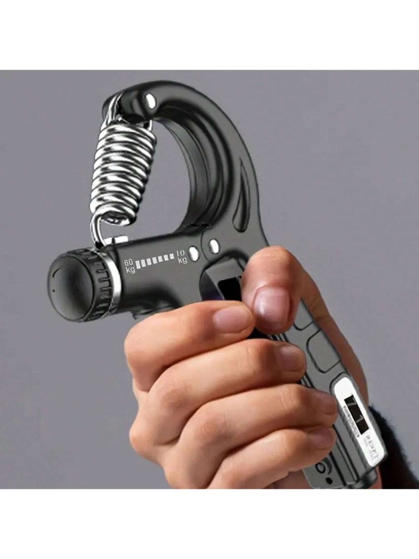 1pc stainless steel black Adjustable(5-60kg) Hand Grip Strength Trainer - Improve Hand Strength and Endurance with Non-Slip Grips and Adjustable Resistance