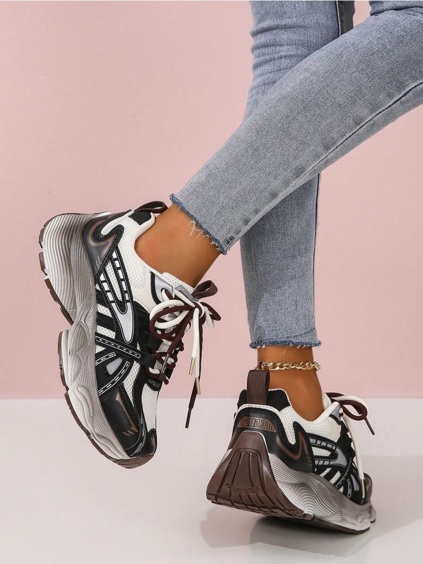 Ladies' Sports-inspired Retro Dad Shoes With Laces