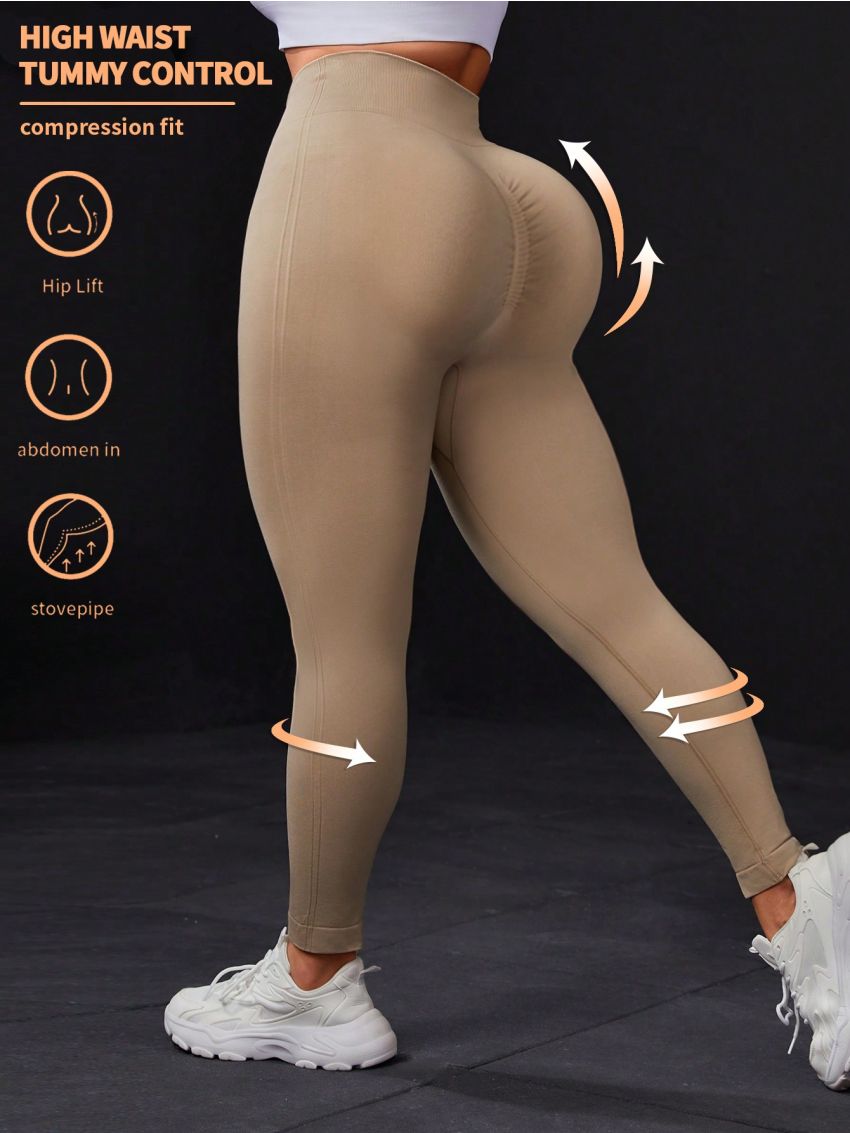Plus Size Women's Solid Color Sports Leggings