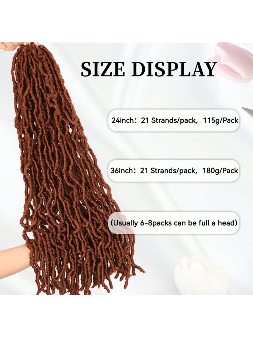 24 Inch 3 Packs Reddish Brown New Soft Locs Crochet Hair for , for Natural Butterfly Locks Style Crochet Hair, Black Curly and Pre -Looped Faux Locs Crochet Hair (24 Inch, 3Packs, Reddish Brown)