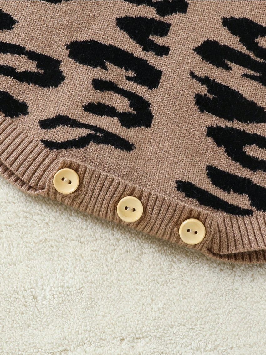 Baby Boys' Long Sleeve Leopard Print Jumpsuit Sweater