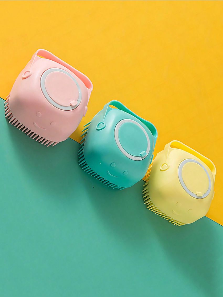 1pc Yellow Soft Silicone Pet Bath Brush & Massager, Suitable For Shampoo And Cleaning