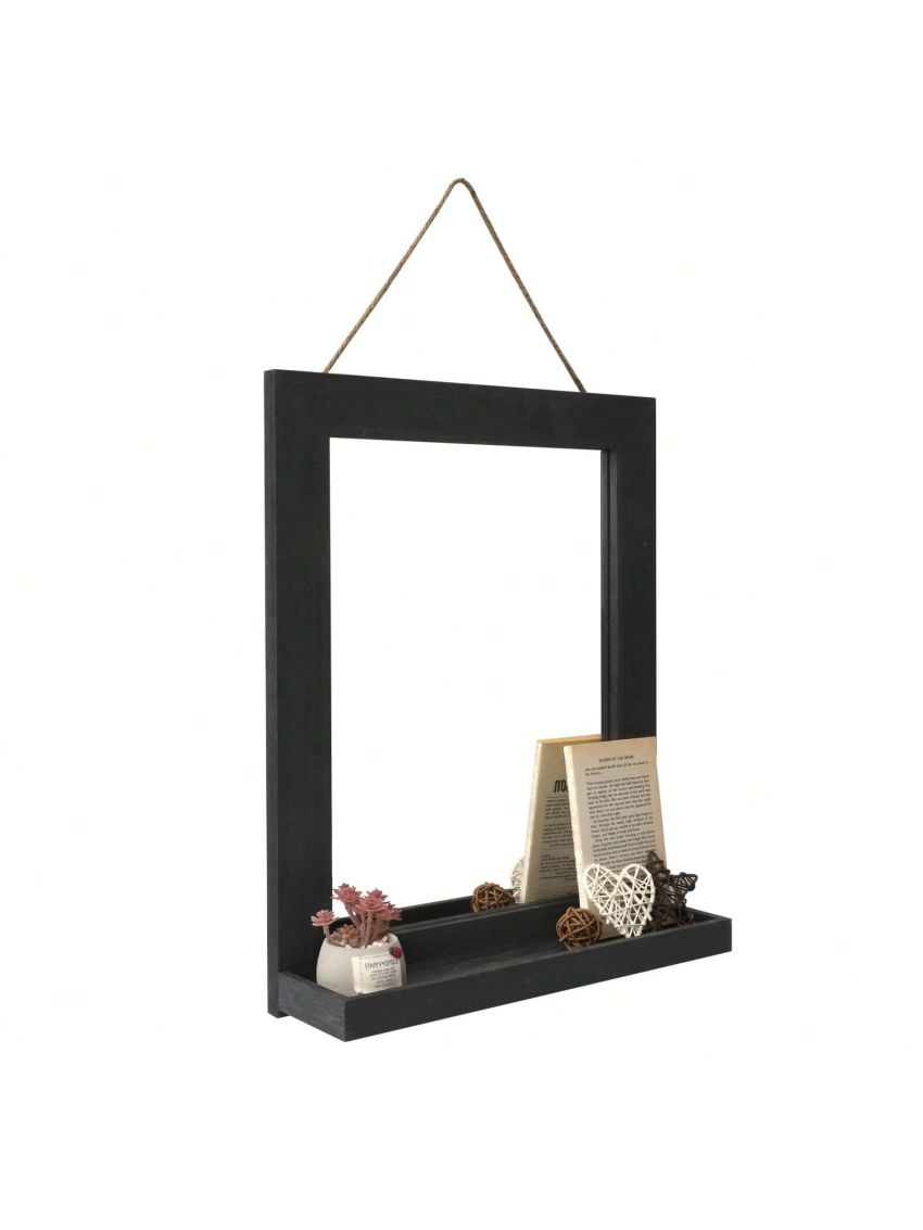 Wall Mirror with Shelf, 20 x 16 inch Farmhouse Decor Wall Mirror Hanging for Bathroom, Vanity, Bedroom, Entryway, Living Room