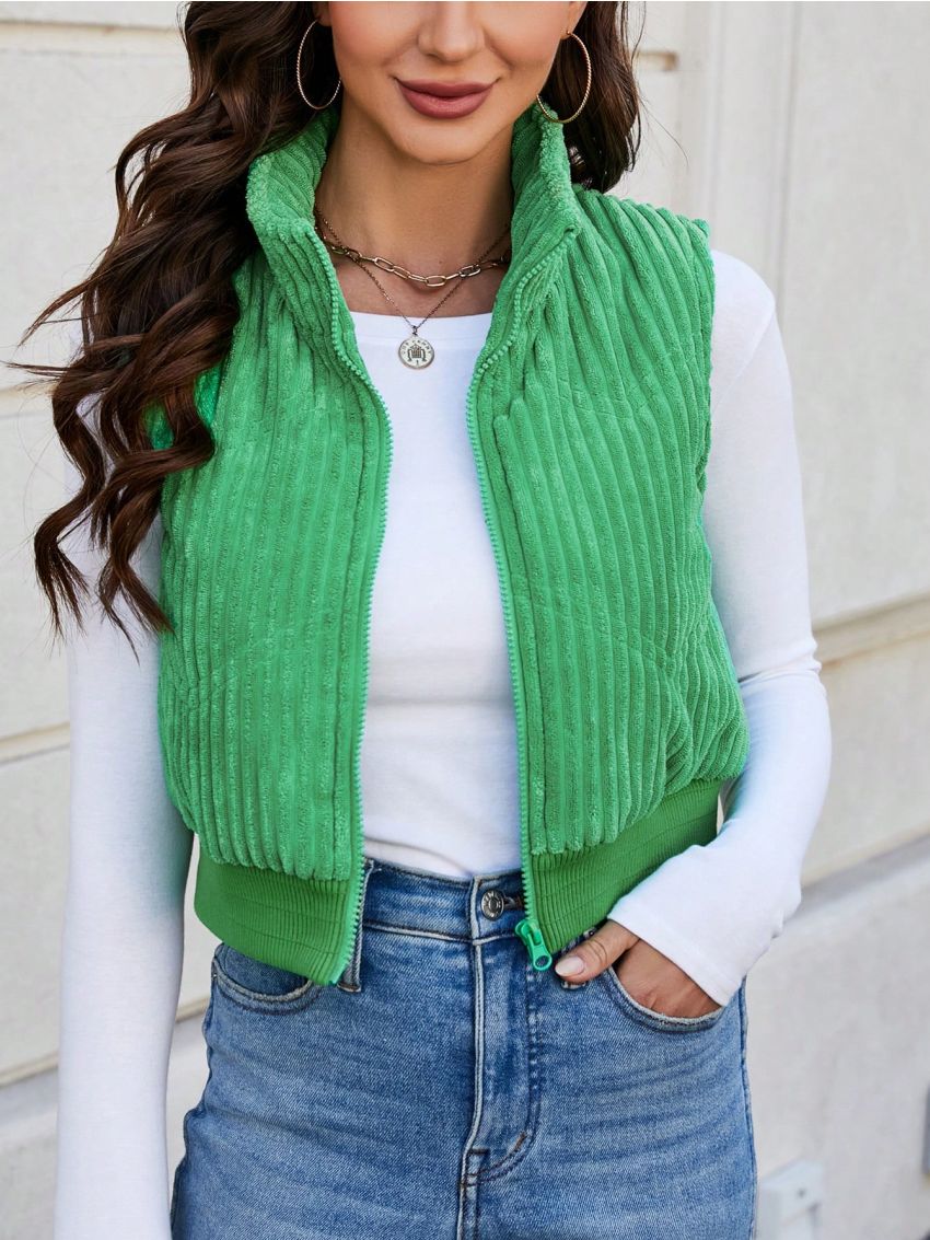 SHEIN Essnce Women'S Zipper Front Padded Vest