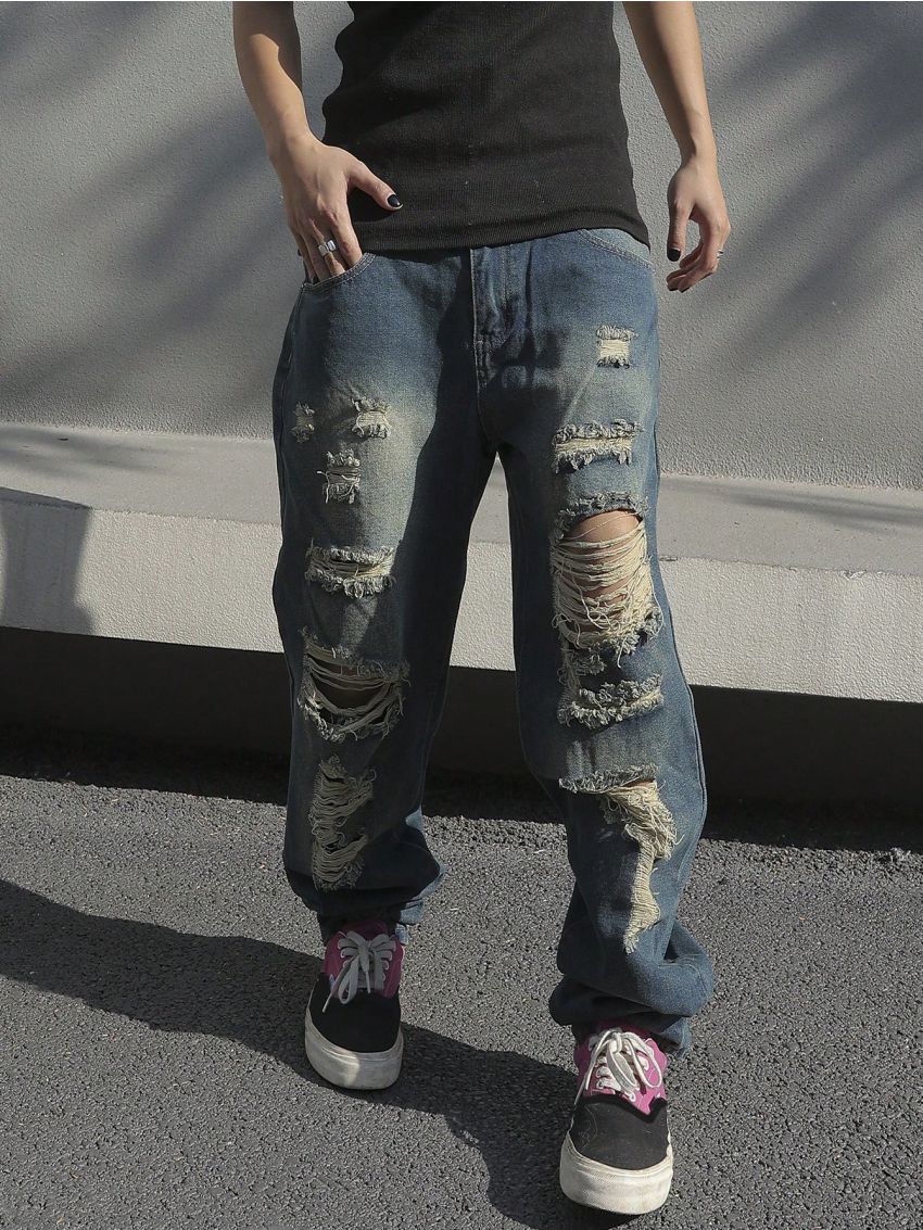 Men'S Distressed Loose Jeans