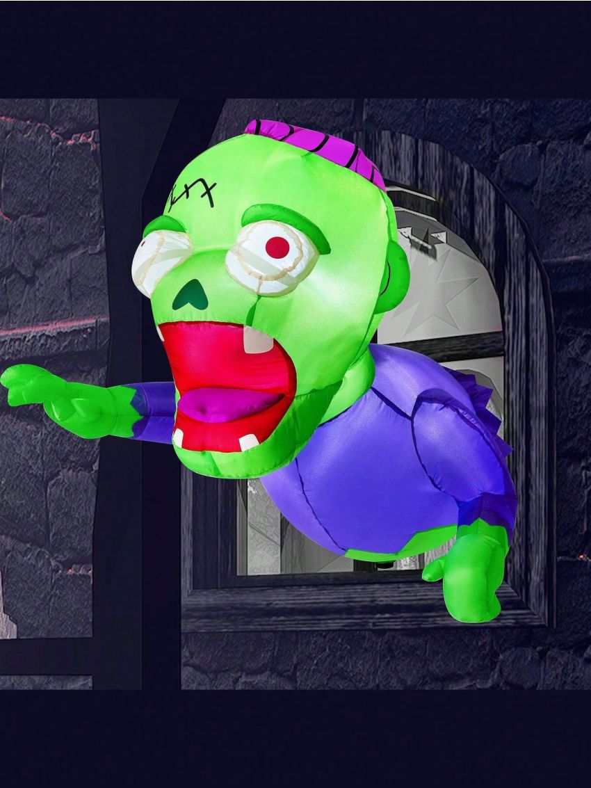 Joiedomi 3.6 FT Halloween Inflatable Zombie Broke Out from Window with Built-in LEDs, Halloween Blow Up Green Zombie for Window Decoration, Halloween Outdoor Yard Garden Lawn Holiday Party Decor