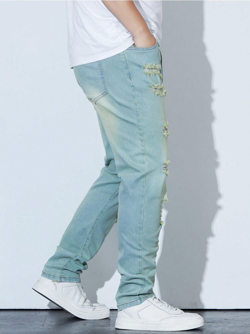 Manfinity Homme Men's Plus Size Distressed Jeans