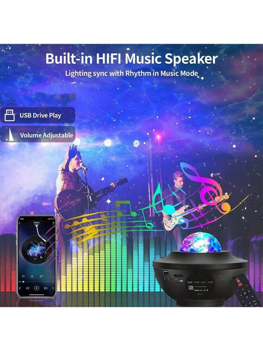 1pc Star Projector Galaxy Night Light Projector, 4 In 1 Starry Projector Light ,Music Speakers And Timer,Adjustable Color Galaxy Projector,Perfect For Bedroom,Party Light,Room Decor, For Halloween,Christmas Gifts