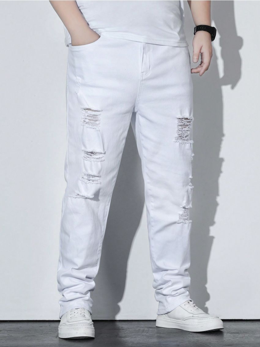 Men's Plus Size Ripped Jeans With Pockets