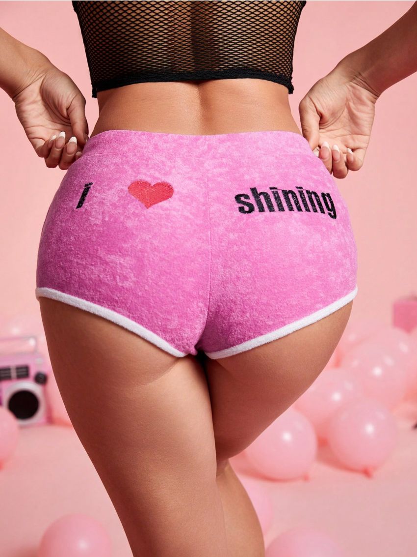 SHEIN PETITE Ladies' Letter Print Shorts