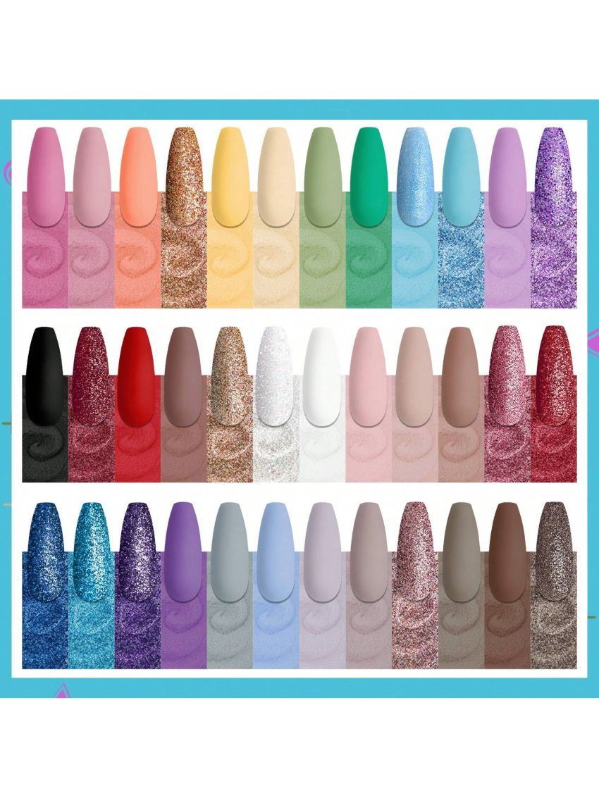 Saviland Dip Powder Nail Kit - 36 Glitter Dip Powder Colors Fast Dry Nail Dip Powder Kit Dip Powder Set Dip Nails Powder Starter Kit for Beginners DIY Home Salon - No Lamp Needed