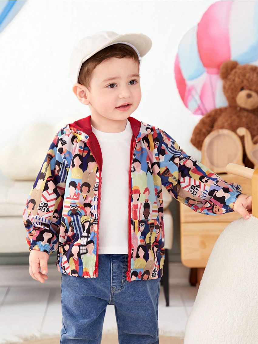 Baby Boys' Portrait Pattern Printed Fun Jacket