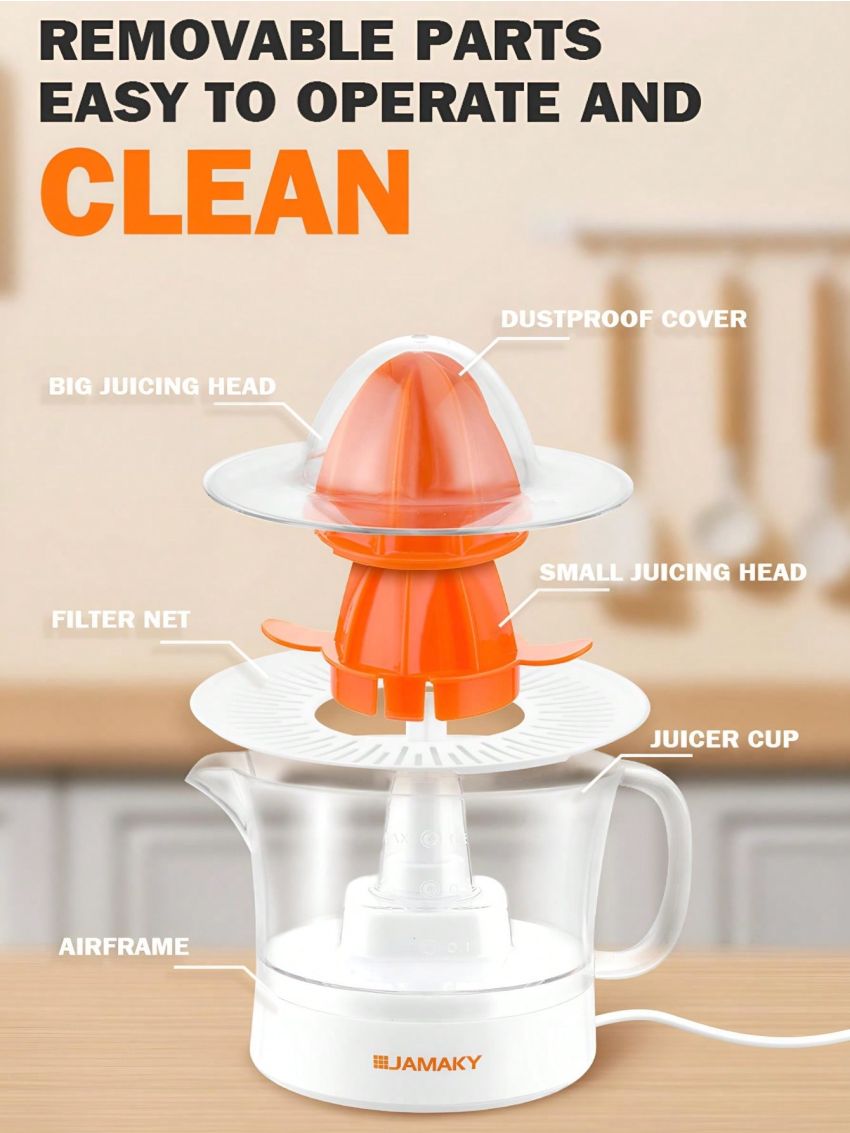 Original Citrus Juicer Orange Juice Machine 500Ml Capacity 25W Power Push Start for Family Breakfast Office Dormitory Red