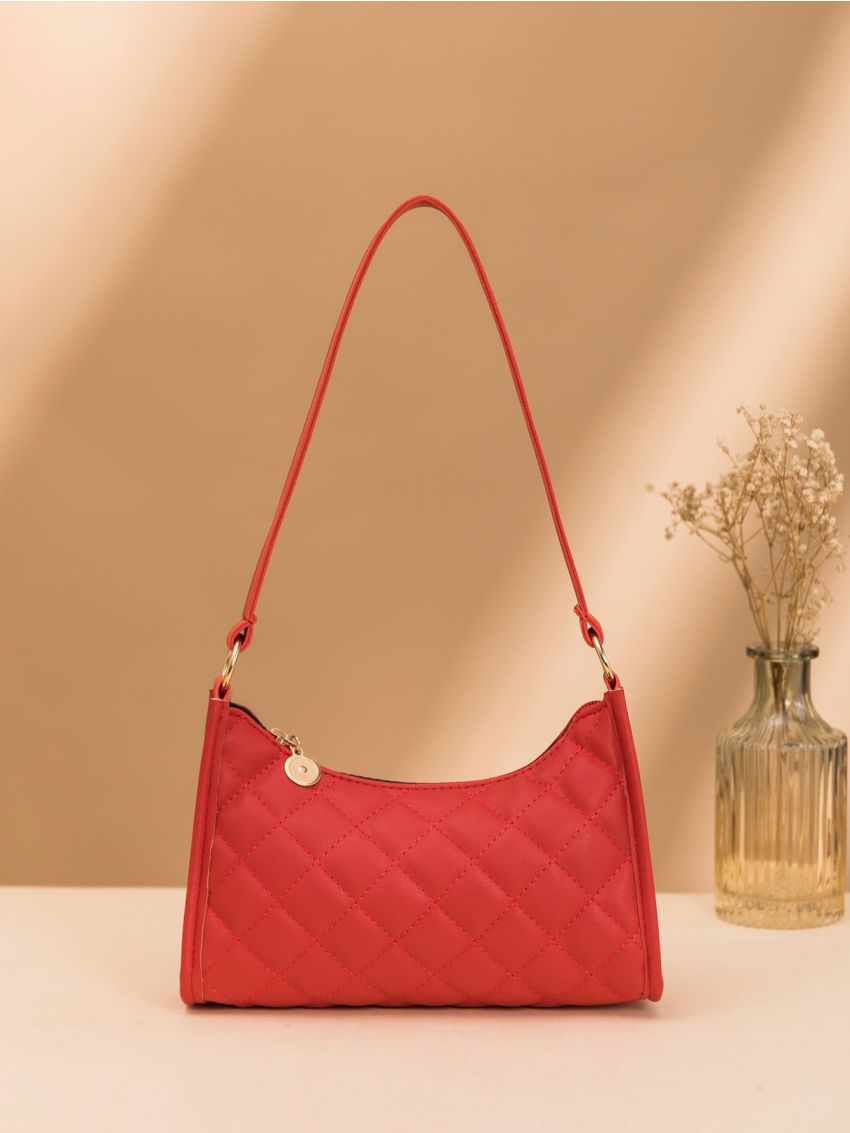 Minimalist Quilted Baguette Bag