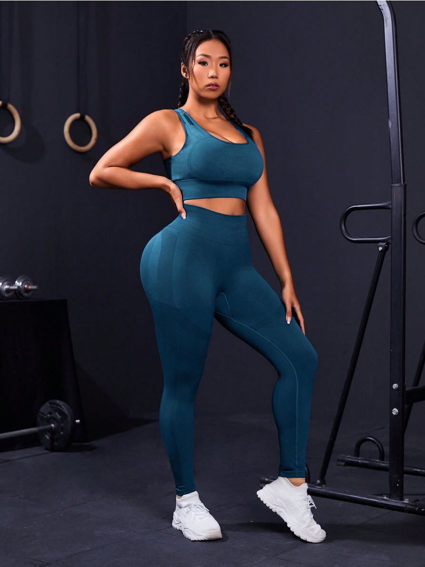 Running Plus Size Women'S Crop Top And Leggings Sportswear Set