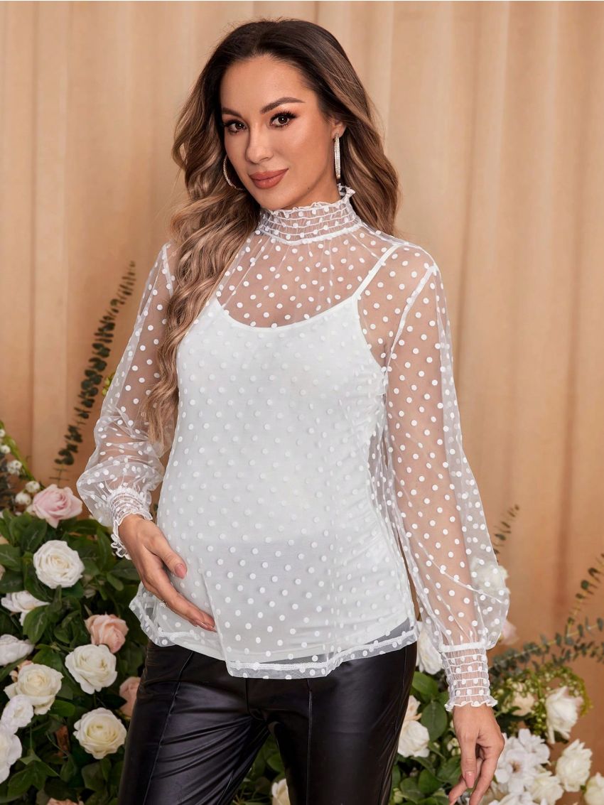 SHEIN Mesh Splicing Maternity Top