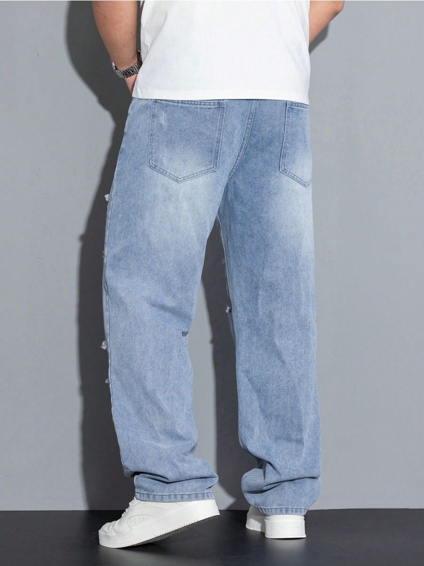 Men's Distressed Straight Leg Jeans