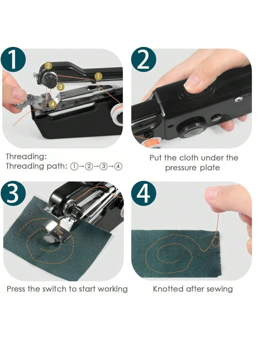 Mini Handheld Sewing Machine, Portable Sewing Machine Ergonomic Design for For Clothes Pants Jeans T-shirts Curtains, Easy to Use for DIY Beginners for Home Travel