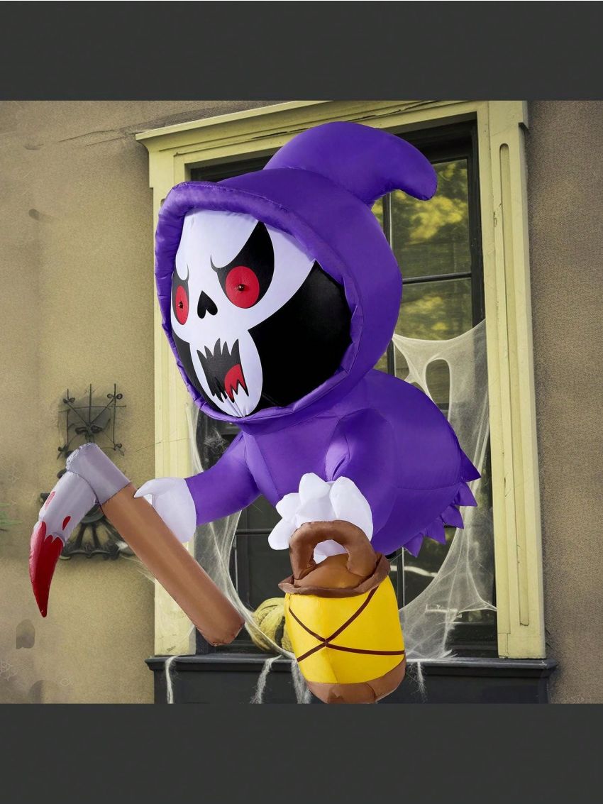 Joiedomi 3.5 FT Halloween Inflatable Dog/Flying Witch/Grim Reaper Ghost Broke Out from Window with Built-in LED, Blow Up Flying Dog/Flying Witch/Grim Reaper Ghost with Bone for Halloween Window Decor, Halloween Outdoor, Yard, Garden, Lawn Party