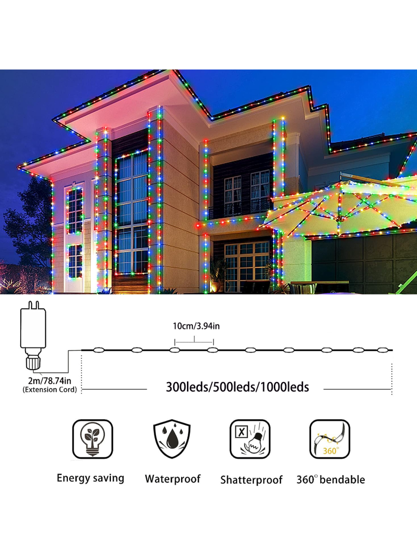 One Set Six Colors 30m/300 Leds, 50m/500 Leds, 100m/1000 Leds 24v Low Voltage Rubber String Light, Waterproof With Remote Control Timer/brightness/speed/12 Modes, Suitable For Christmas, Halloween, Various Festival Parties, Lawn, Garden, Terrace