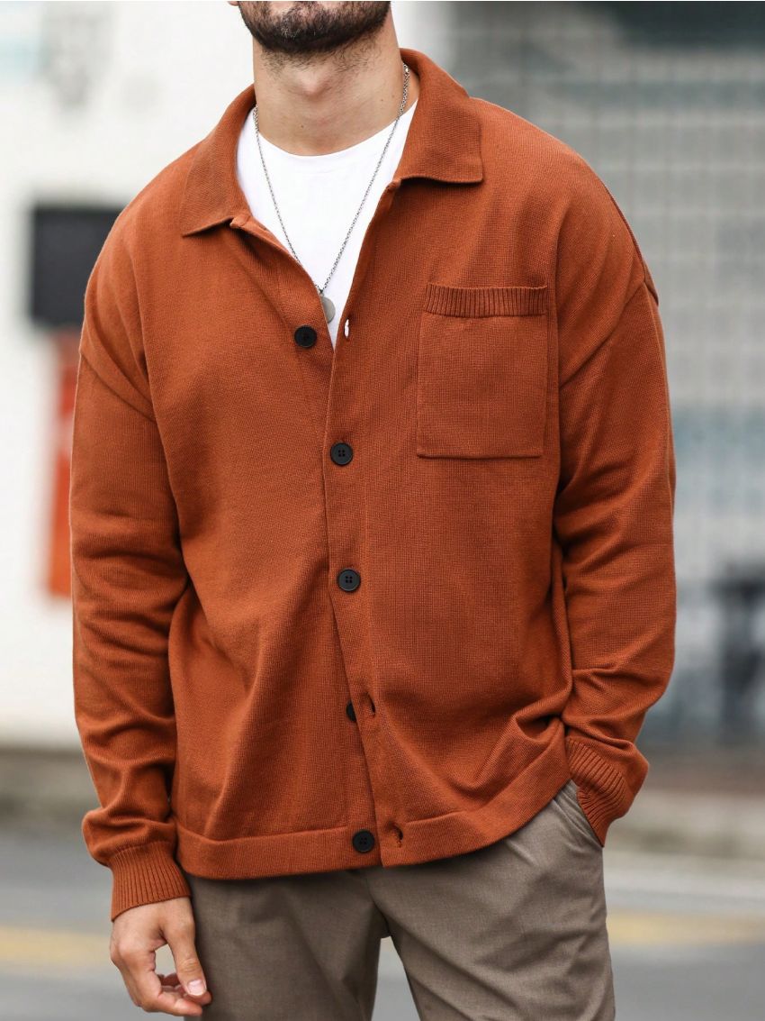 Manfinity Sporsity Men's Button-up Cardigan With Pockets On Front And Buttons